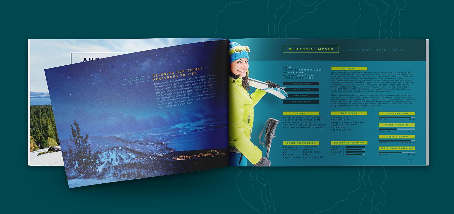 A brand guidelines brochure displaying a skier.